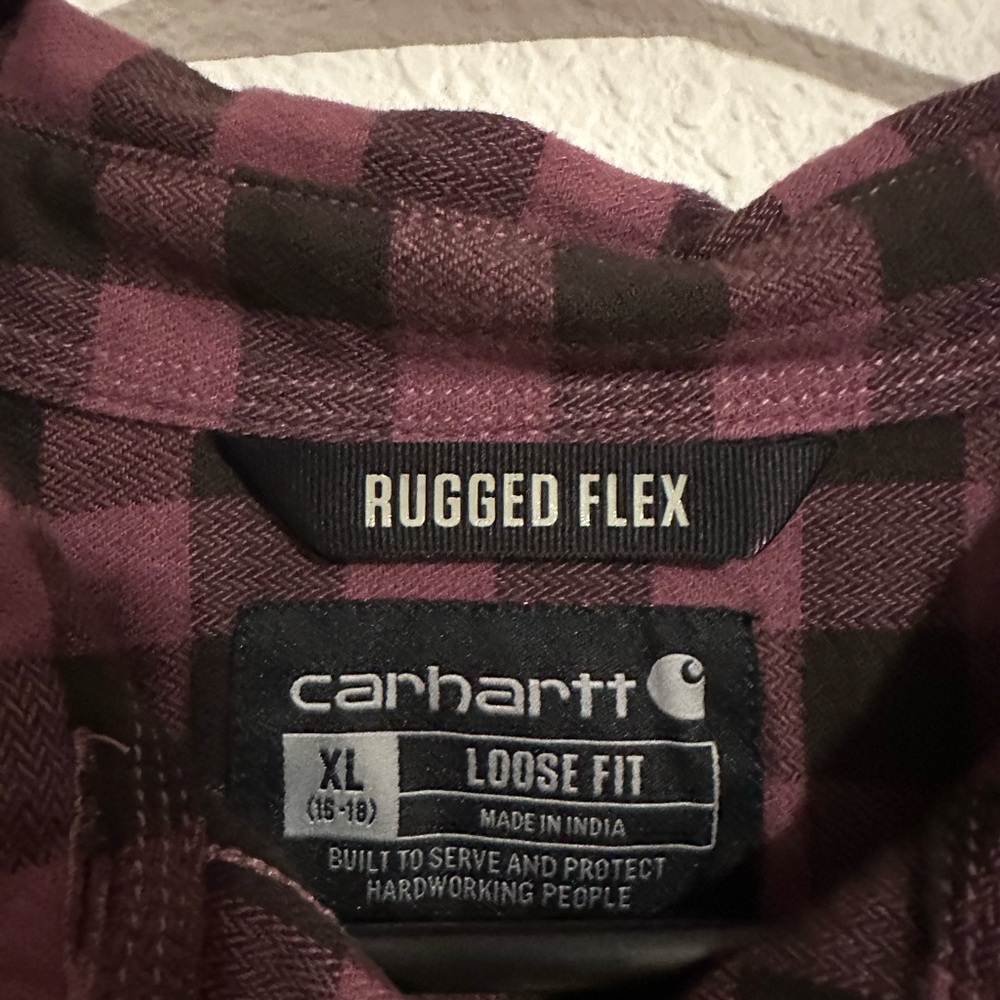 Carhartt Rugged Flex Fit Plaid Women’s Button Up Shirt XL Purple Warm Outdoor - Picture 3 of 4